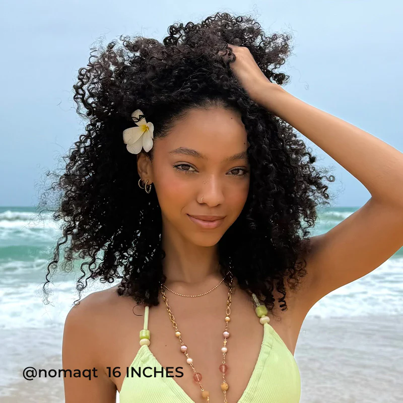 Layered Curly Bob Kinky Curly Half Wig Drawstring Flip Over Wig