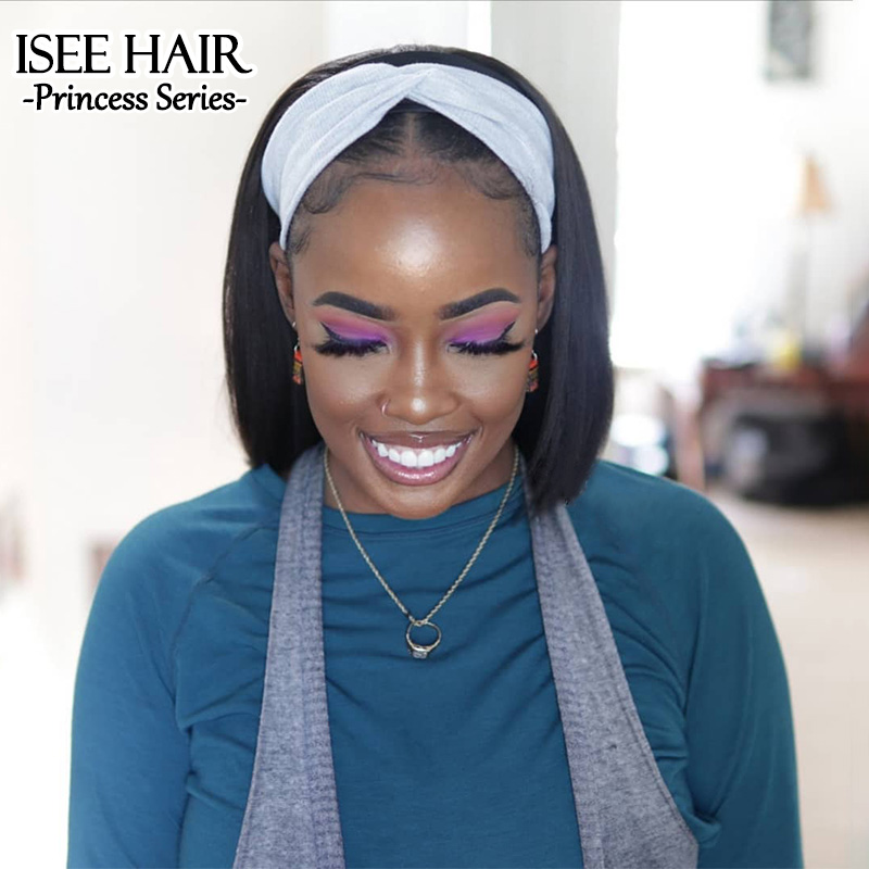 Headband Bob Straight Shake And Go Human Hair Wig Beginner Friendly Glueless Wig