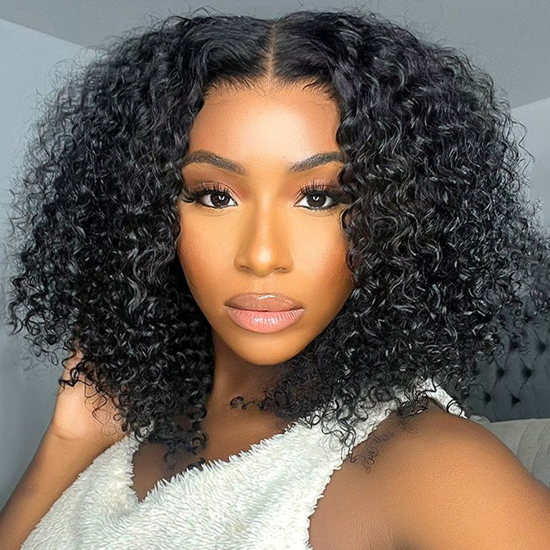 Bob Highlight Brown Kinky Curly Lace Wig
