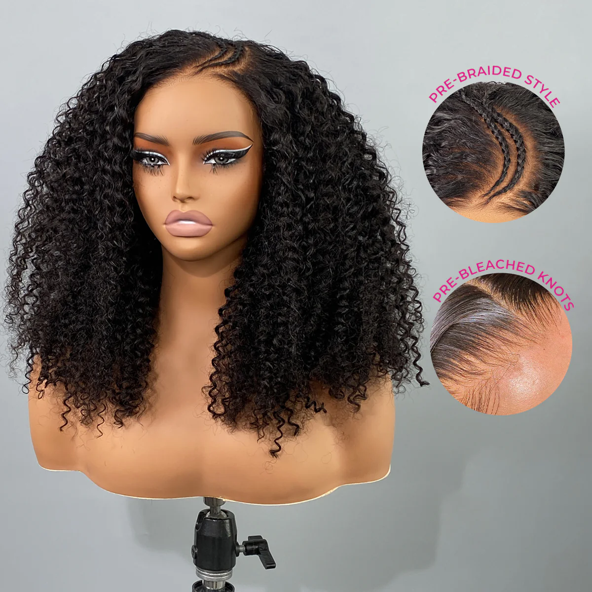 Pre-Braid Snug Lace 9x6 M-Cap Kinky Curly Wear Go Wig