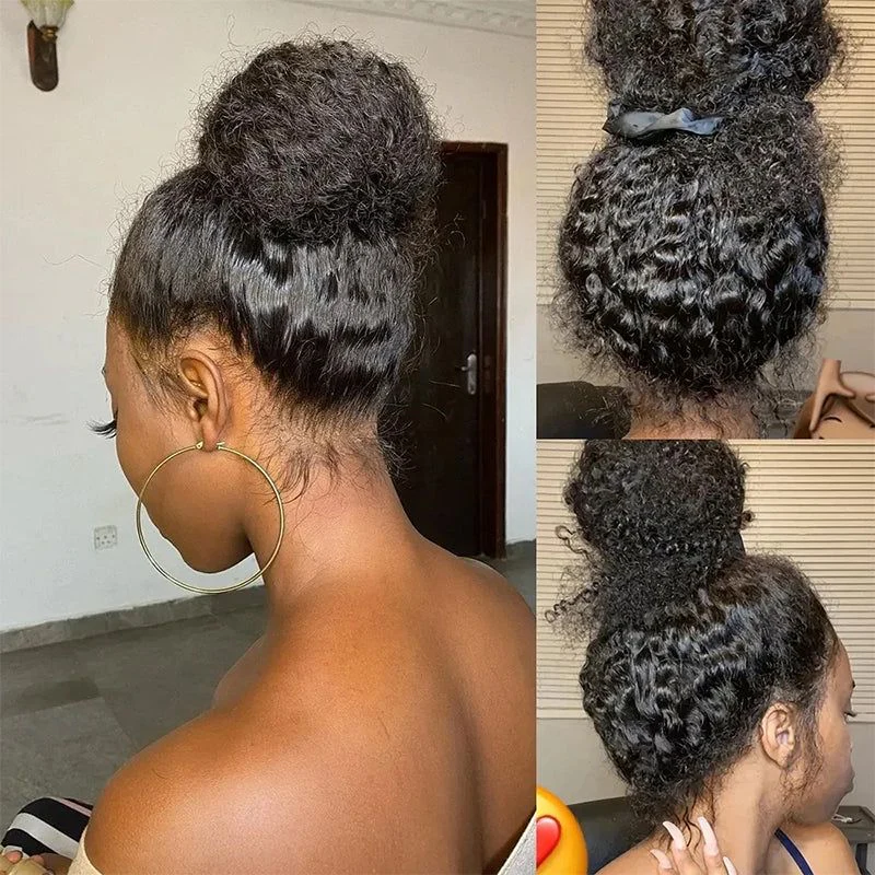 ISEE Invisi Drawstring 360 Kinky Curly Wear Go Glueless Wig Pre-Cut Lace Pre-Bleached Knots