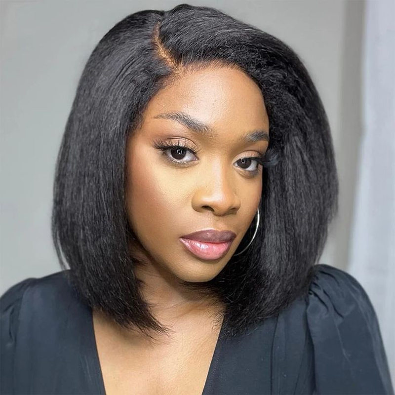 Kinky Straight Wear Go Bob Glueless Wigs for Beginners