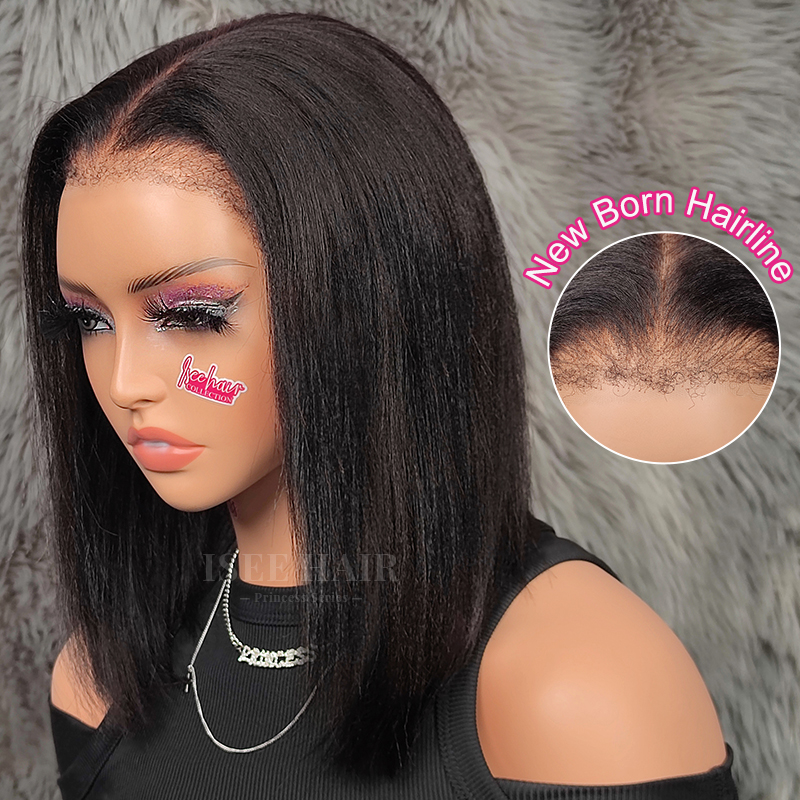 ISEE 9x6 M-Cap 4C Hairline Light Yaki Straight Bob Wear Go Glueless Wig