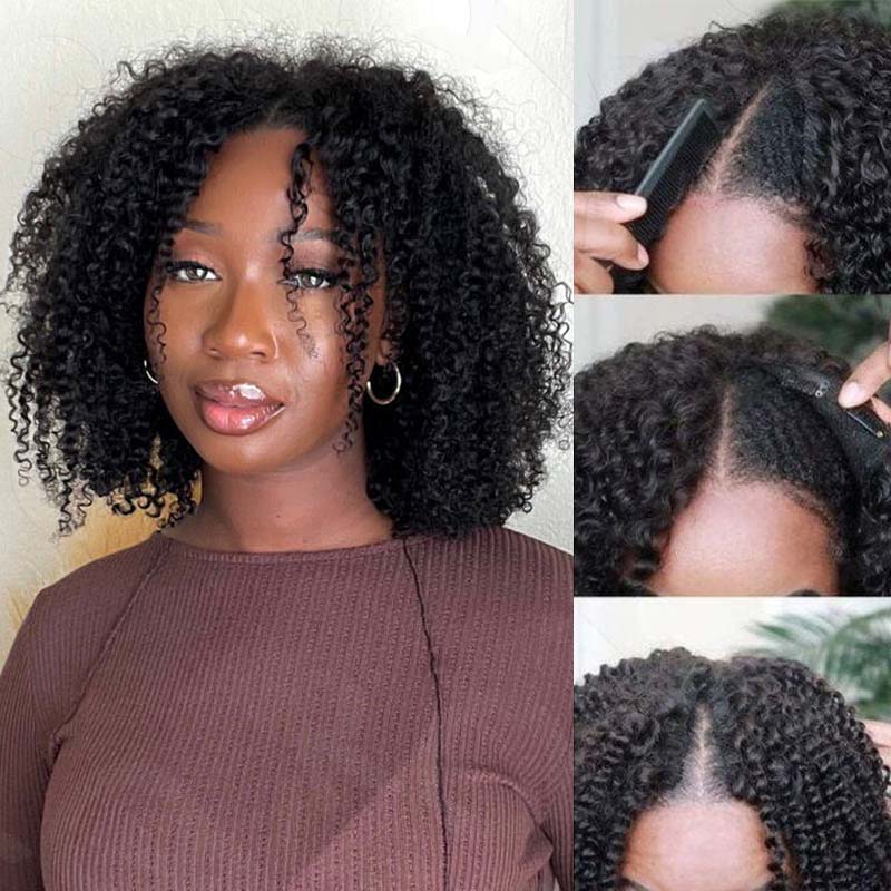 kinky curly v part wig