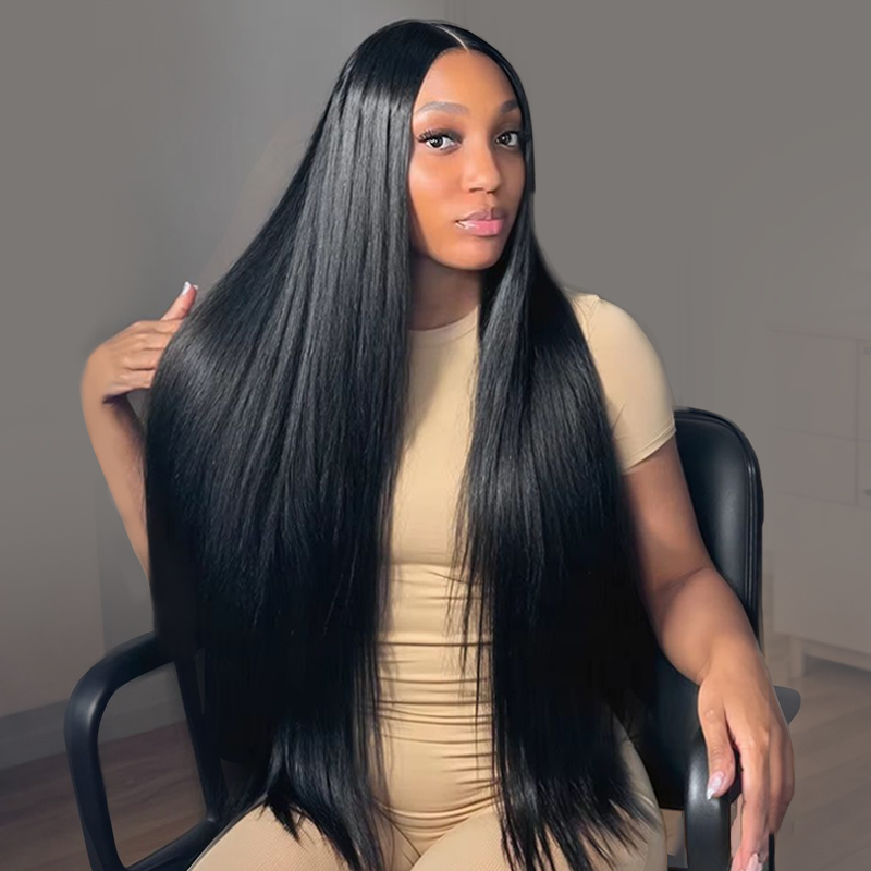 ISEE Straight 13x6 HD Full Lace Frontal Drawstring Pre-Plucked Natural Hairline Wig