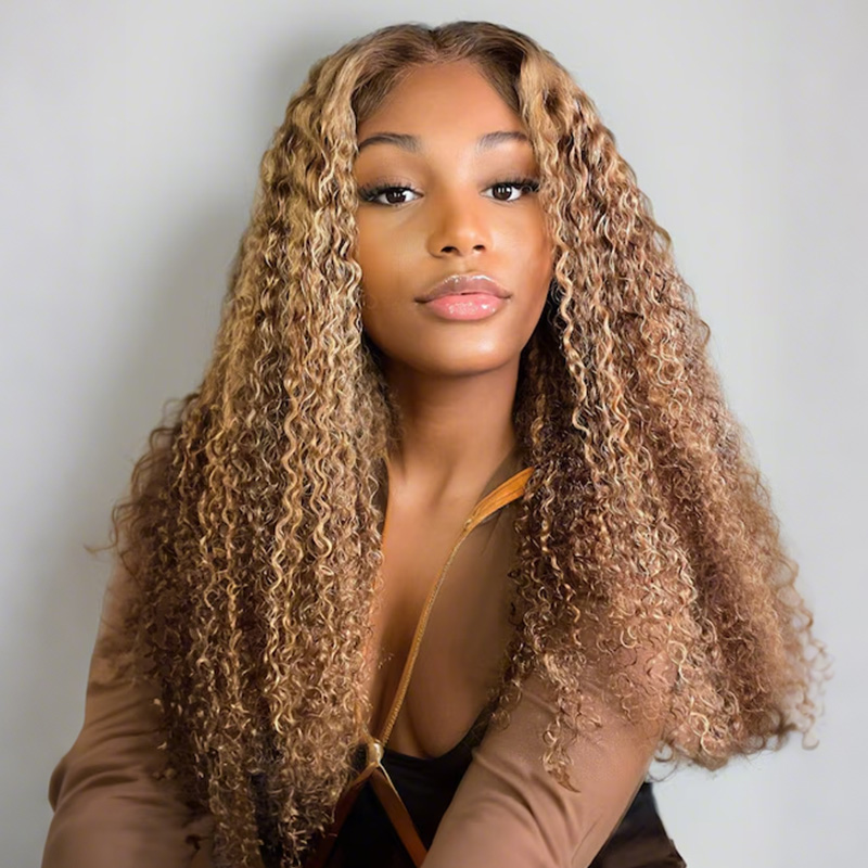 Members-Only Flash Sale 7x5 Lace Wear Go Highlight Wig Brown Color Water Wave Pre-Cut Glueless Wig