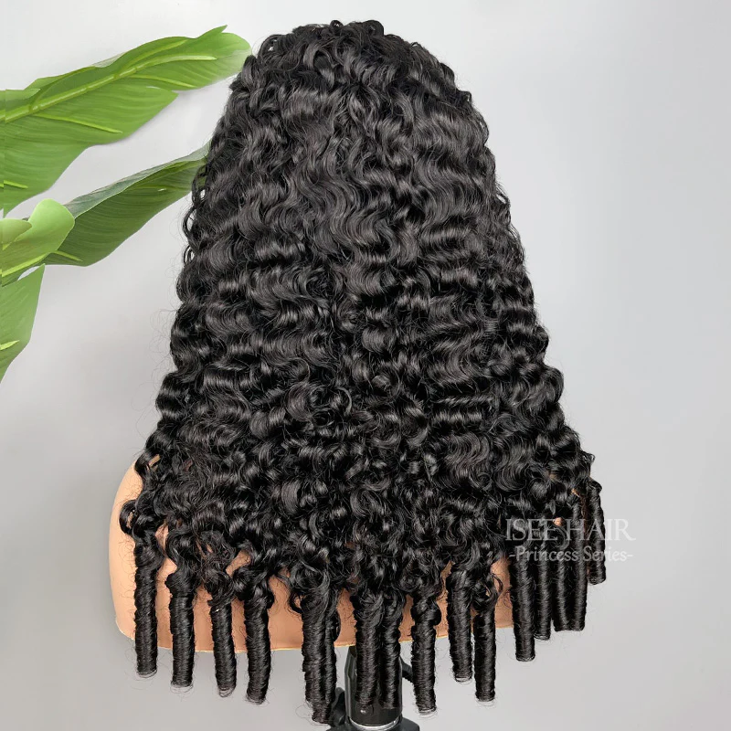 ISEE New In Hand Tied V Part Burmese Curly InvisiFit Strap Wig No Leave Out Glueless Wig With Elastic Draw-strings Beginner Friendly