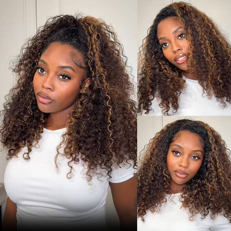 Flash Sale Wear Go Half Wig Highlight Water Wave 180% Density