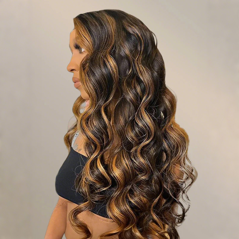 ISEE New In Highlight Balayage Color Body Wave 9x6 T Part Glueless Wig Pre-cut Lace Wear Go Wig