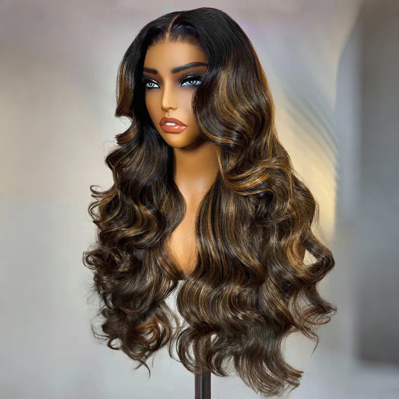 ISEE New In Highlight Balayage Color Body Wave 9x6 T Part Glueless Wig Pre-cut Lace Wear Go Wig