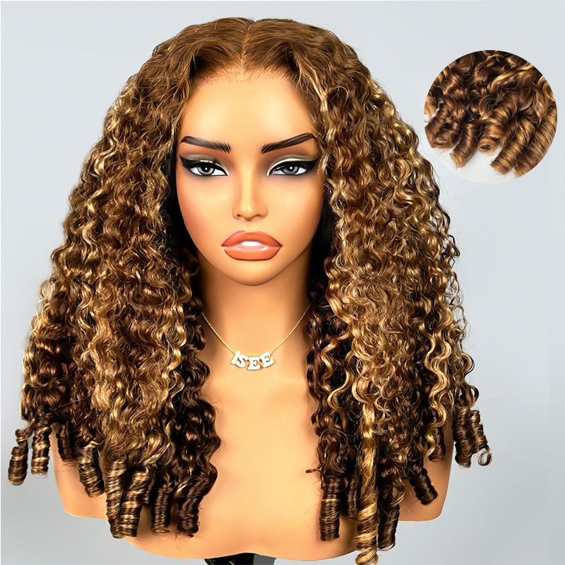 Highlight 9x6 Burmese Curly Human Hair Glueless Wig