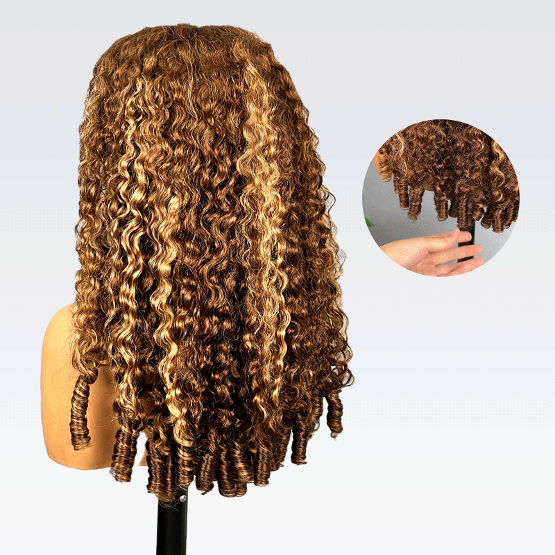 ISEE New In M-Cap Highlight Burmese Curly 9x6 Wear Go InvisiFit Strap Glueless Wig Pre Bleached Tiny Knots Lace Wig