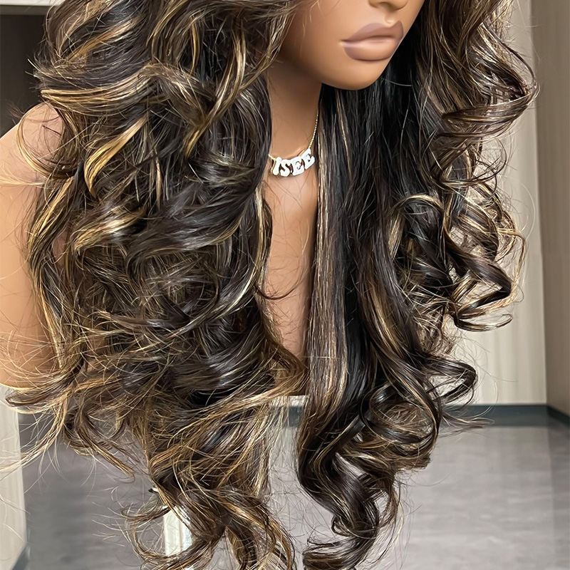 ISEE New In Pre-Styled Butterfly Cut Layer Brown Balayage Human Hair Wigs Pre Bleached Mini Knots Pre-Cut 7x5 Lace Wig