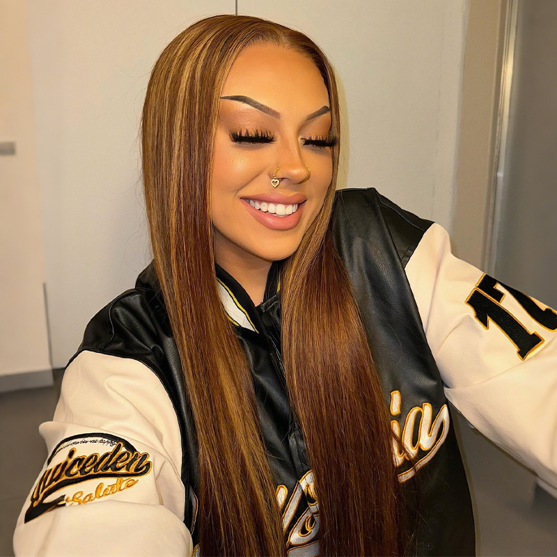 Flash Sale Wear Go 7x5 Lace Highlight Brown Wigs Silky Straight