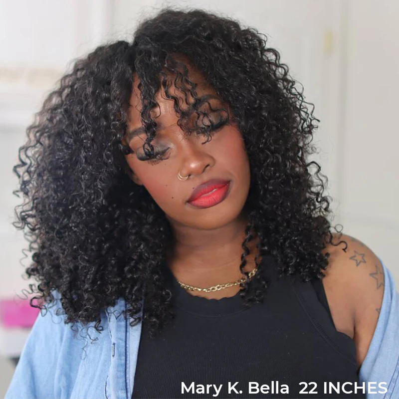 ISEE I Part Kinky Curly Glueless Wig With Elastic Drawstring Beginner Friendly