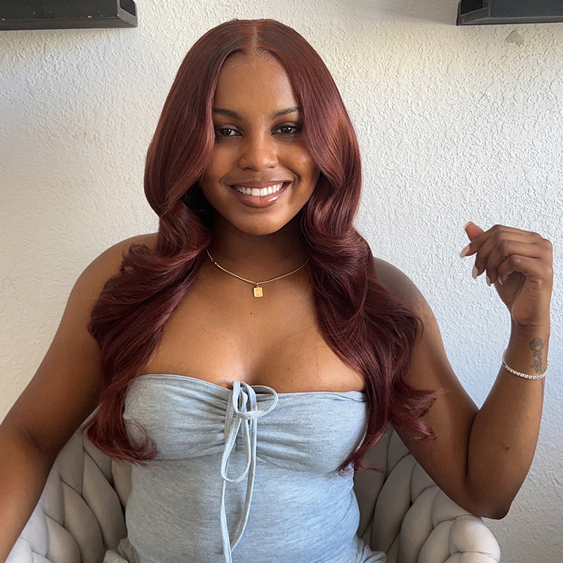 ISEE Wear Go Reddish Brown Color Straight Glueless Wig