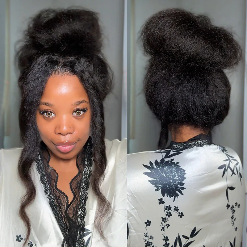 ISEE Invisi Drawstring Kinky Straight 360 Glueless Wig Pre-Cut Lace Wear Go Wig