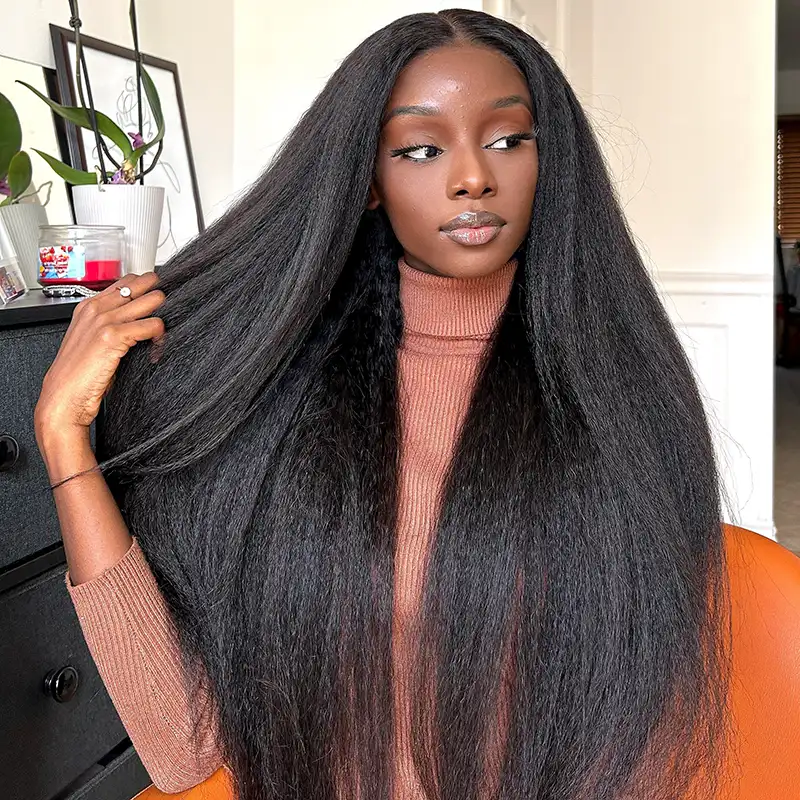 Subscribers-Only Flash Sale Kinky Straight Wear Go Glueless 6x4 Lace Wigs Pre Plucked Natural Hairline Lace Closure Wig