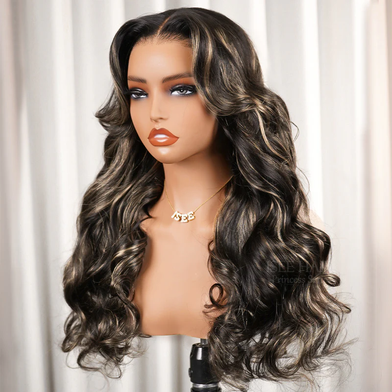 ISEE New In Highlight Balayage Color Body Wave 9x6 T Part Glueless Wig Pre-cut Lace Wear Go Wig