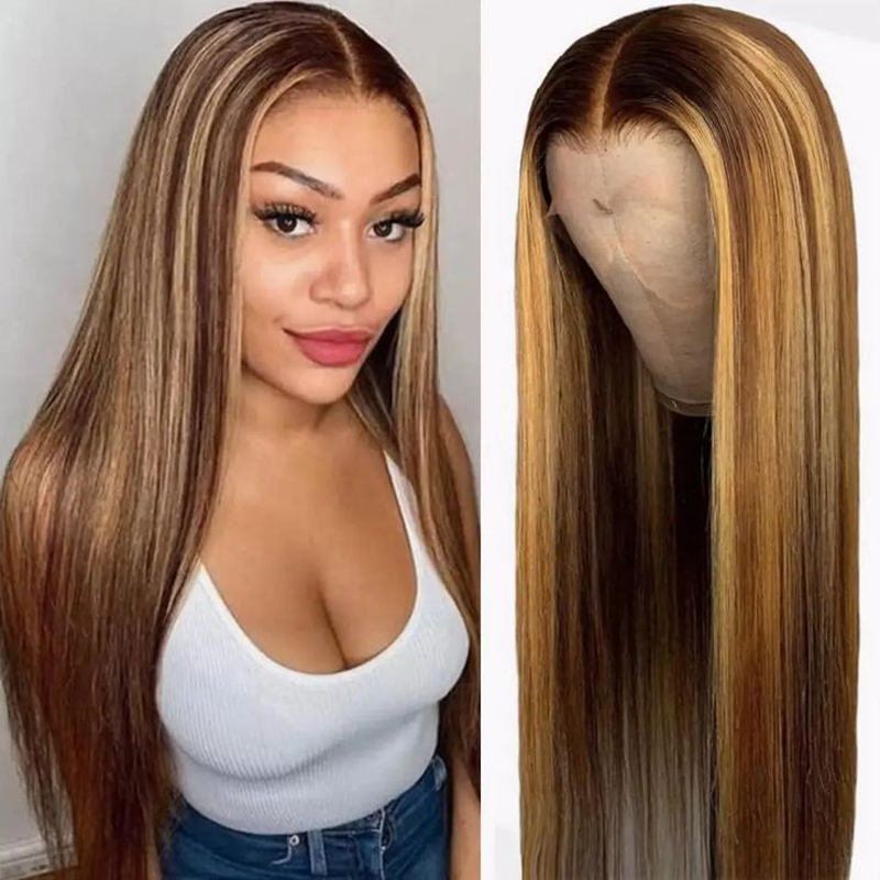 8th Anniversary Flash Sale Wear Go 7x5 Lace Highlight Brown Wigs Silky Straight Pre-plucked Glueless Lace Wigs