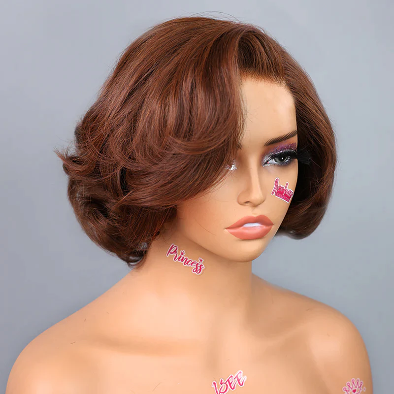 ISEE Brown Layered Fluffy Bob Wear Go Glueless Wig Pre Cut 7x5 Lace Closure Wig | Pre-Sale