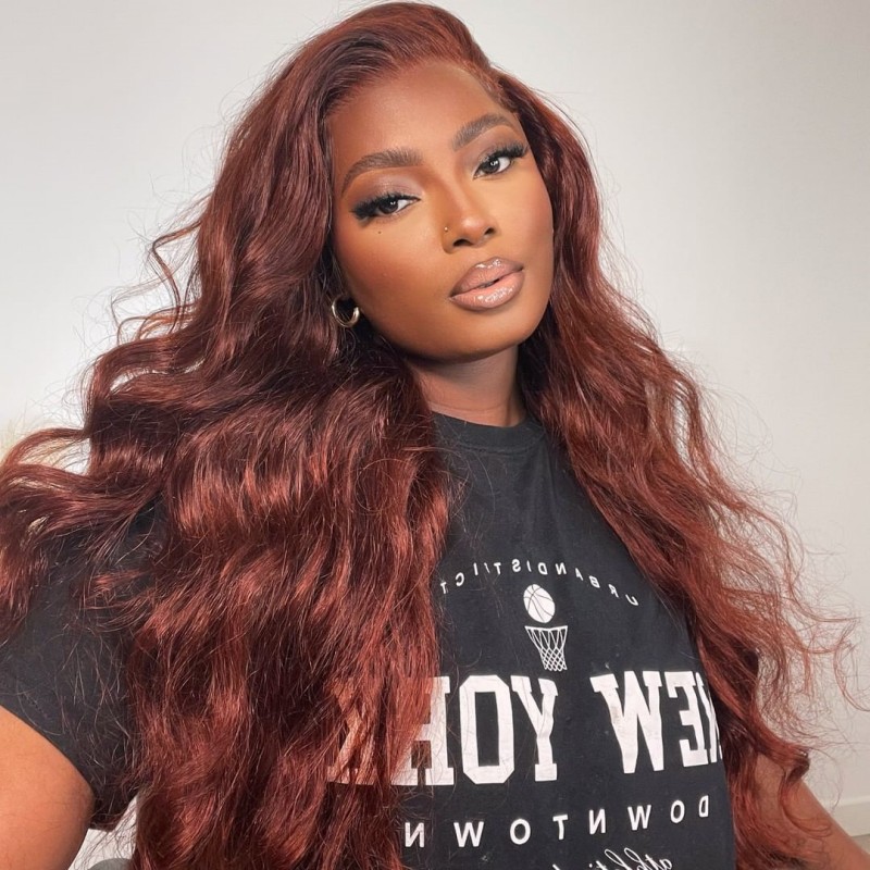 Flash Sale Reddish Brown 6x4 Lace Closure Wear Go Body Wave Glueless Wig 180% Density