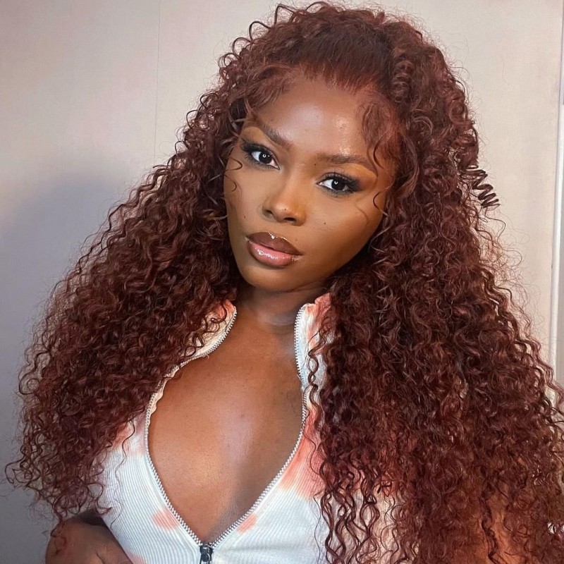 Reddish Brown Wear Go Glueless Wig  Water Wave Fall color wigs