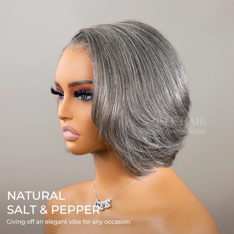 Salt and Pepper Layered Bob Glueless Wig Salt and Pepper Layered Bob Glueless Wig
