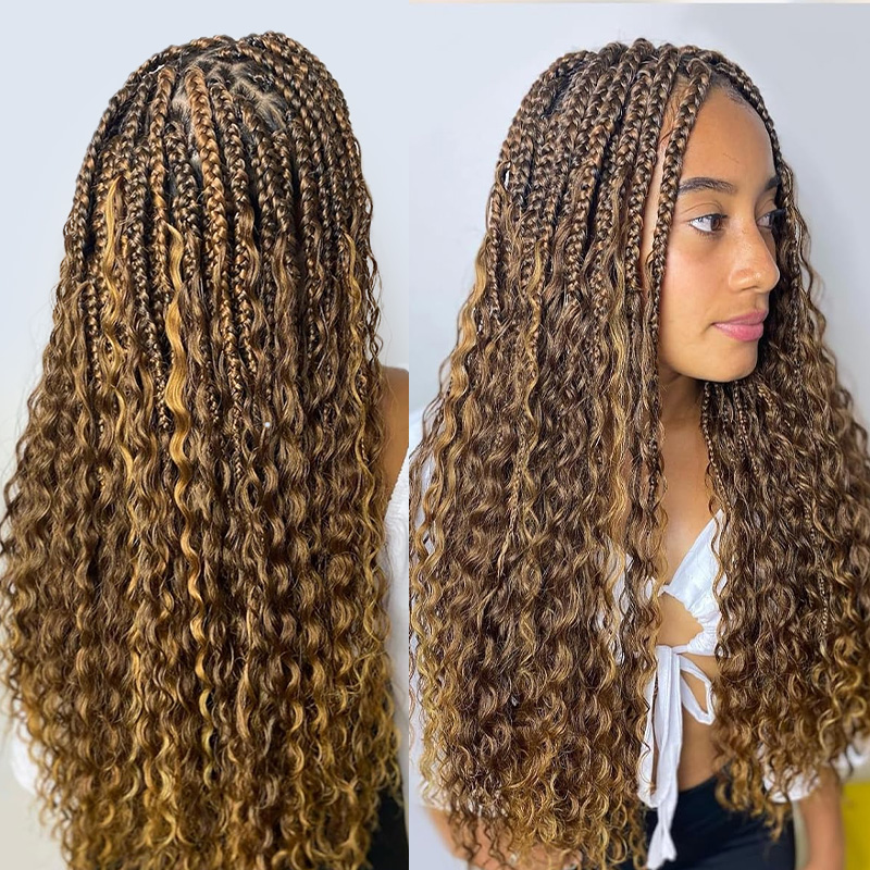 Highlight Brown Color Deep Curly Bulk Hair For Braiding