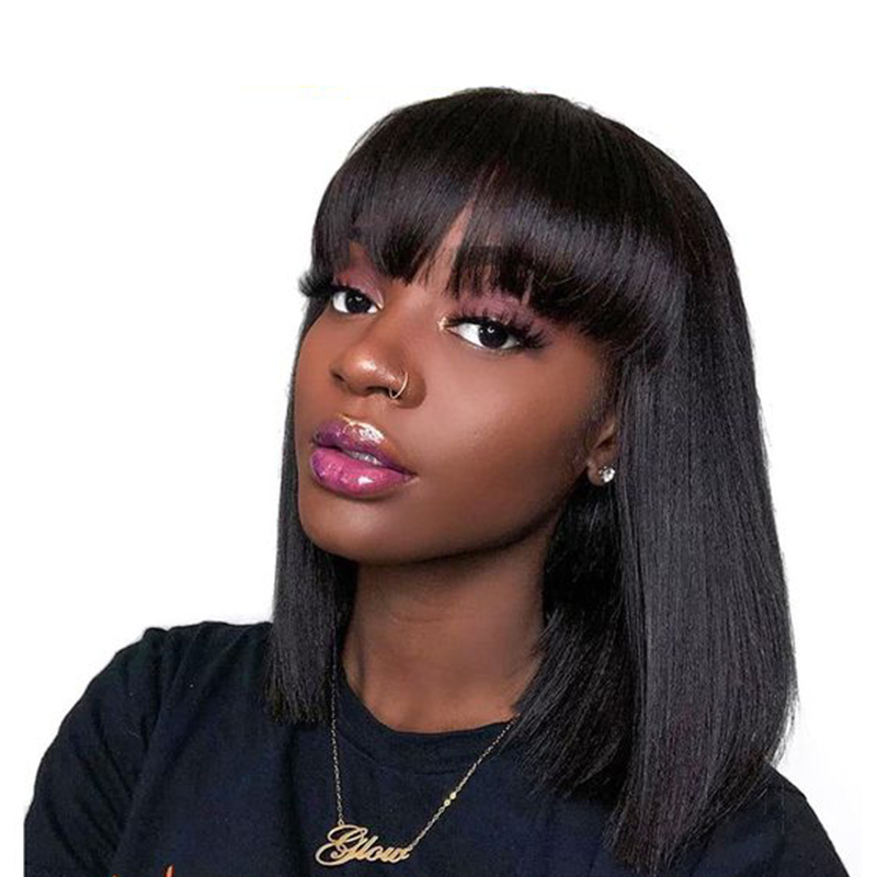 Ready To Wear Straight Sew In Bob Wig with Bangs