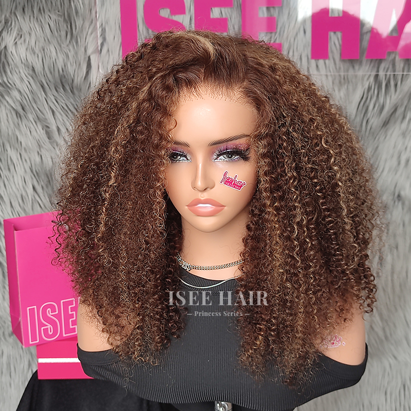 Wear Go Highlight Brown Color Kinky Curly Glueless Wig For Black Women