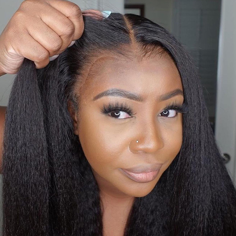 ISEE HAIR Kinky Straight Wear Go Glueless Wigs Pre Cut HD Lace Front Wig Beginner Friendly