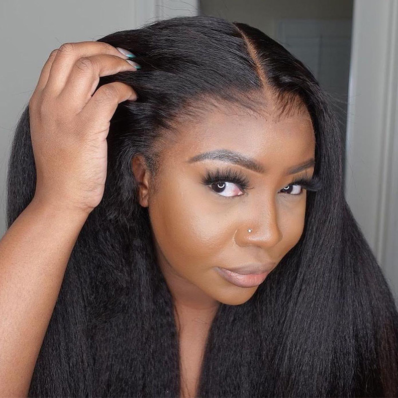 ISEE HAIR Kinky Straight Wear Go Glueless Wigs Pre Cut HD Lace Front Wig Beginner Friendly