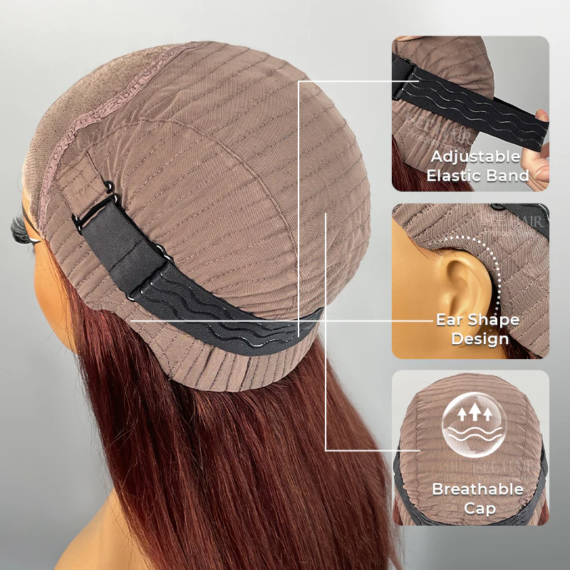 ISEE Wear Go Reddish Brown Color Straight Glueless Wig