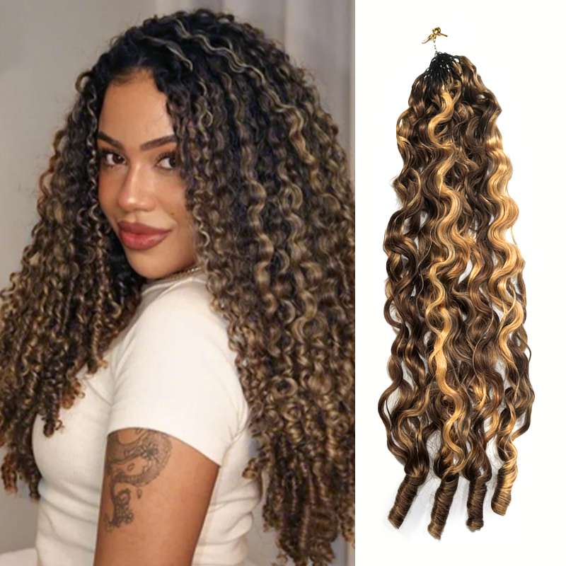 Highlight Burmese Curly Crochet Human Hair