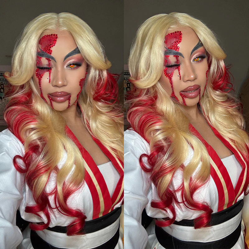 ISEE New In Pre-Styled Butterfly Cut Layer 7x5 Wear Go Wig Bloody Blonde Wig Pre-Cut Lace Glueless Wig