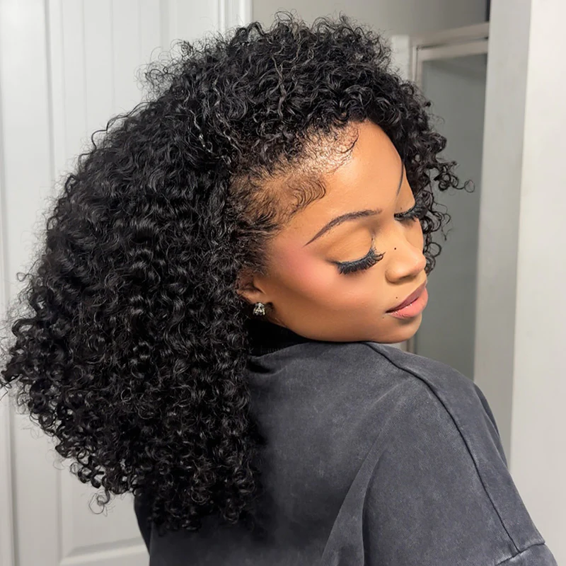 Subscribers-Only Flash Sale [3 IN 1 HALF WIG] ISEE Coily Curly Half Wig Seamless Flip Over Wig Beginner Friendly