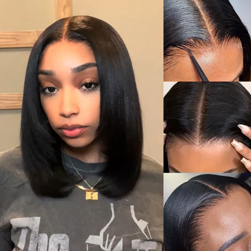 ISEE 9x6 Tpart Wear Go Layered Cut Bob Yaki Straight Wig Natural Black Deep Part Lace Glueless Wig | Pre-Sale