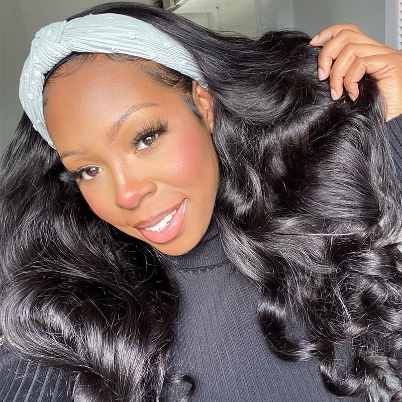 Body Wave Headband Shake And Go Wig Human Hair Glueless Wig