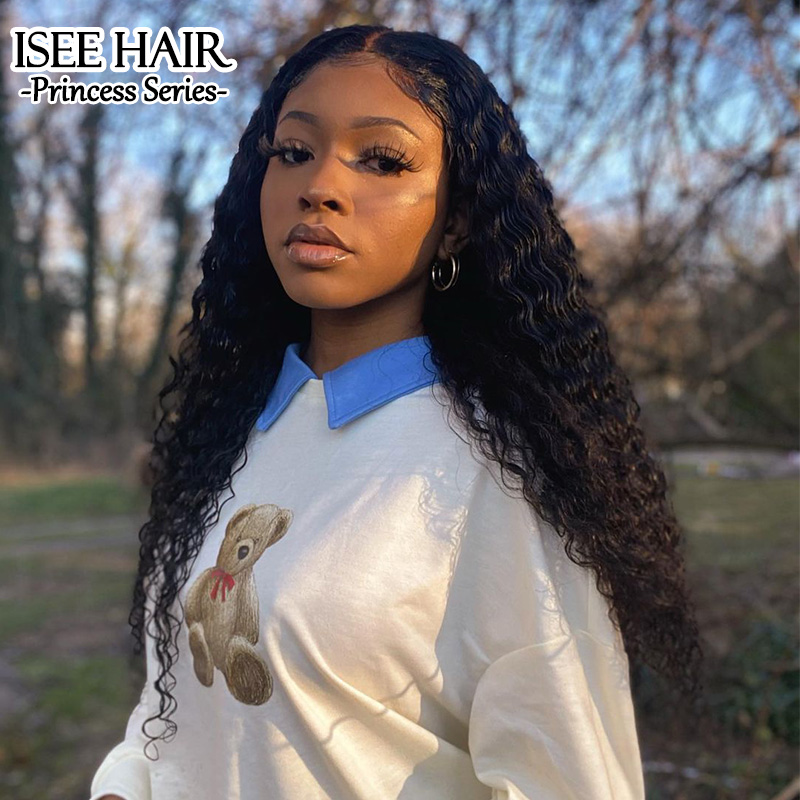 ISEE HAIR Water Wave Lace Closure Wig Human Hair Wig Preplucked