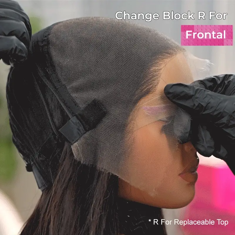Yaki Straight ISEE Block Wig with Optional Replaceable Tops