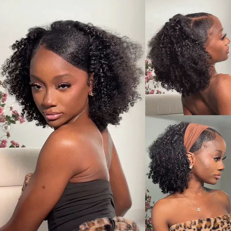 Layer Kinky Curly Afro Half Wig