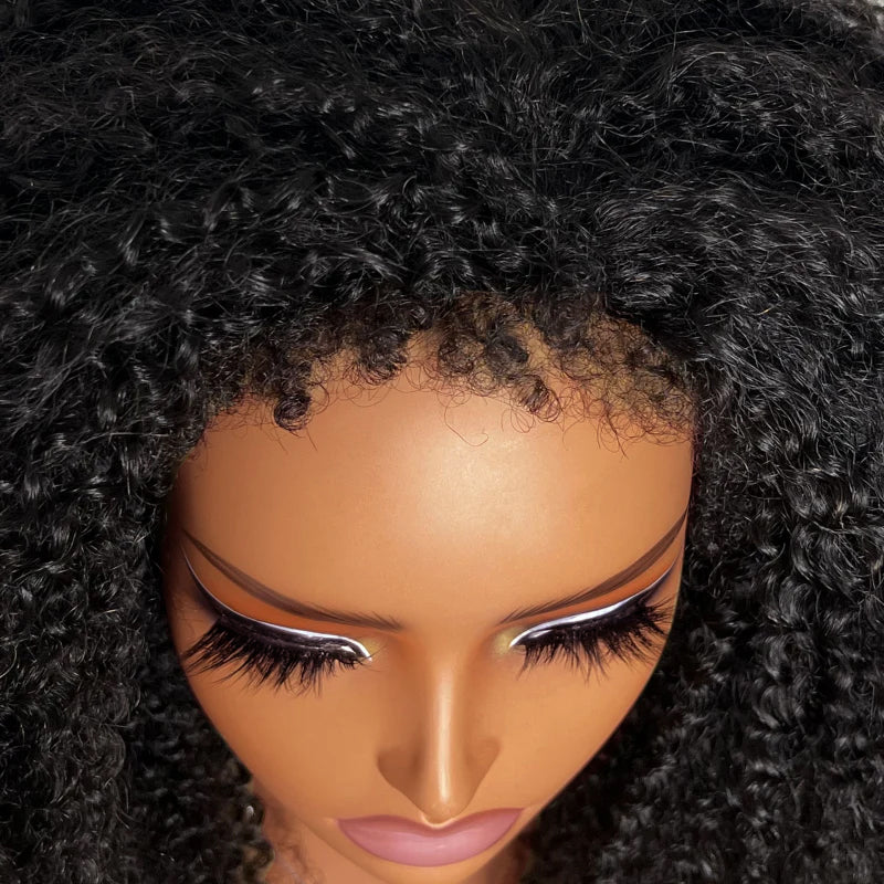 [WEAR GO HALF WIG] ISEE Curly Edges Afro Curly Drawstring Half Wig Invisible Hairline Flip Over Wig l Pre-Sale