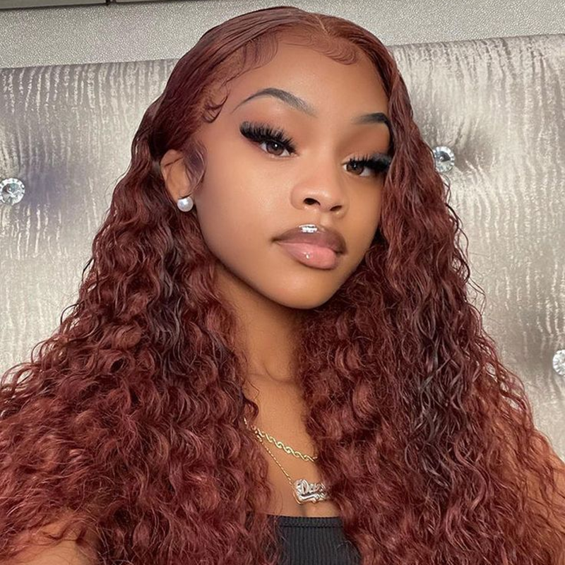 ISEE Reddish Brown Wear Go Glueless Wig Pre Plucked Water Wave Wig