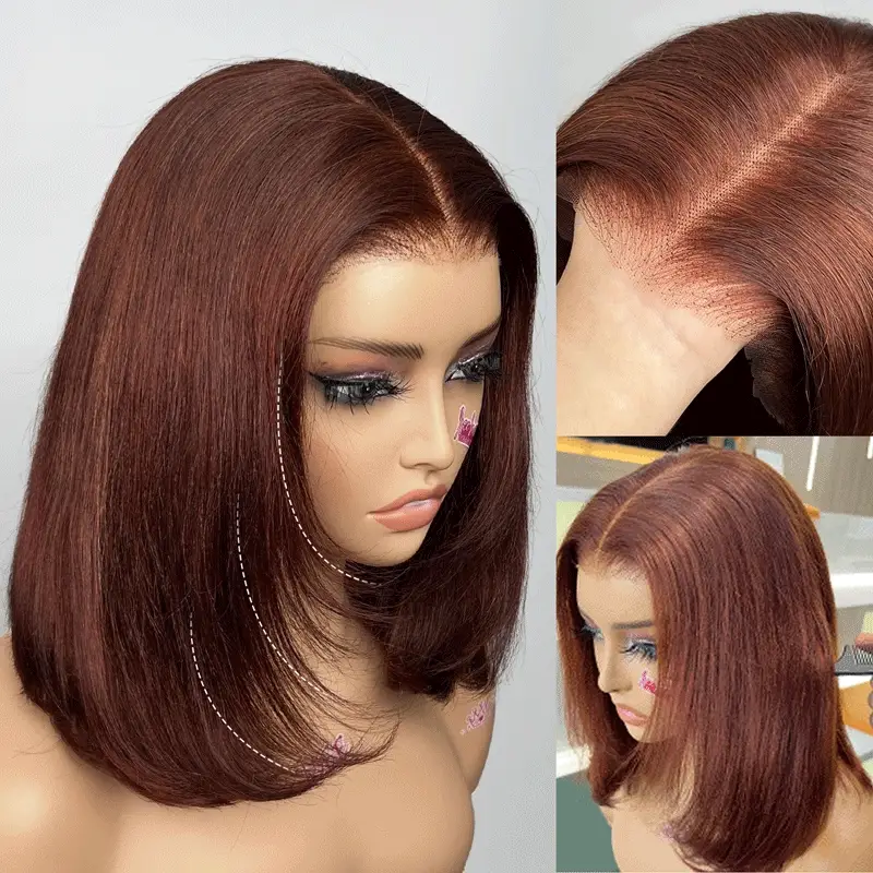 ISEE New In Reddish Brown Color 9x6 Tpart Wear Go Wig Layered Cut Bob Yaki Straight Glueless Wig | Pre-Sale