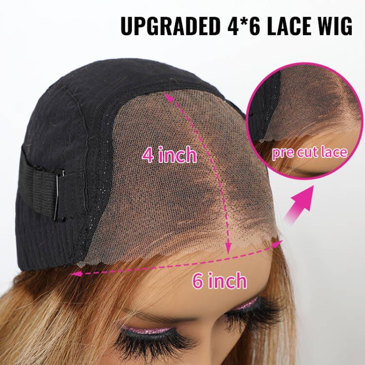 ISEE Highlight Brown Color Glueless Wig Wear Go Kinky Straight Preplucked Transparent Lace Closure Wig