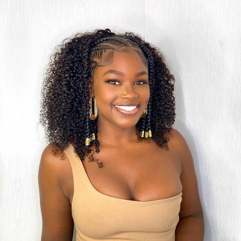 Kinky Curly Clip Ins Hair Extensions 100% Human Hair Natural Black Color | ISEE HAIR