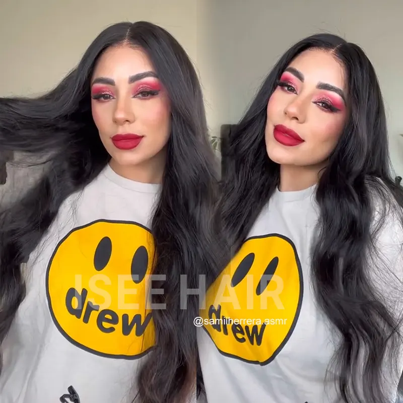 ISEE Pre-depilada Peluca Sin Pegamento HD Lace Closure con la Línea del Cabello Natural