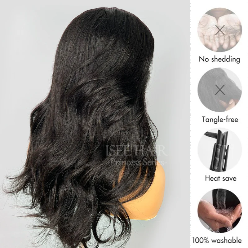 ISEE New In Layered Cut Yak Straight Wear Go Wig Pre-Styled 7x5 Glueless Wig