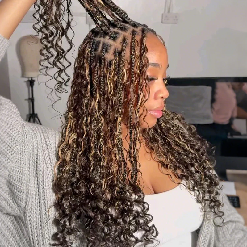 ISEE Highlight Brown Color Deep Curly Bulk Hair For Braiding 100% Human Hair | Pre-Sale